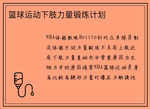 篮球运动下肢力量锻炼计划